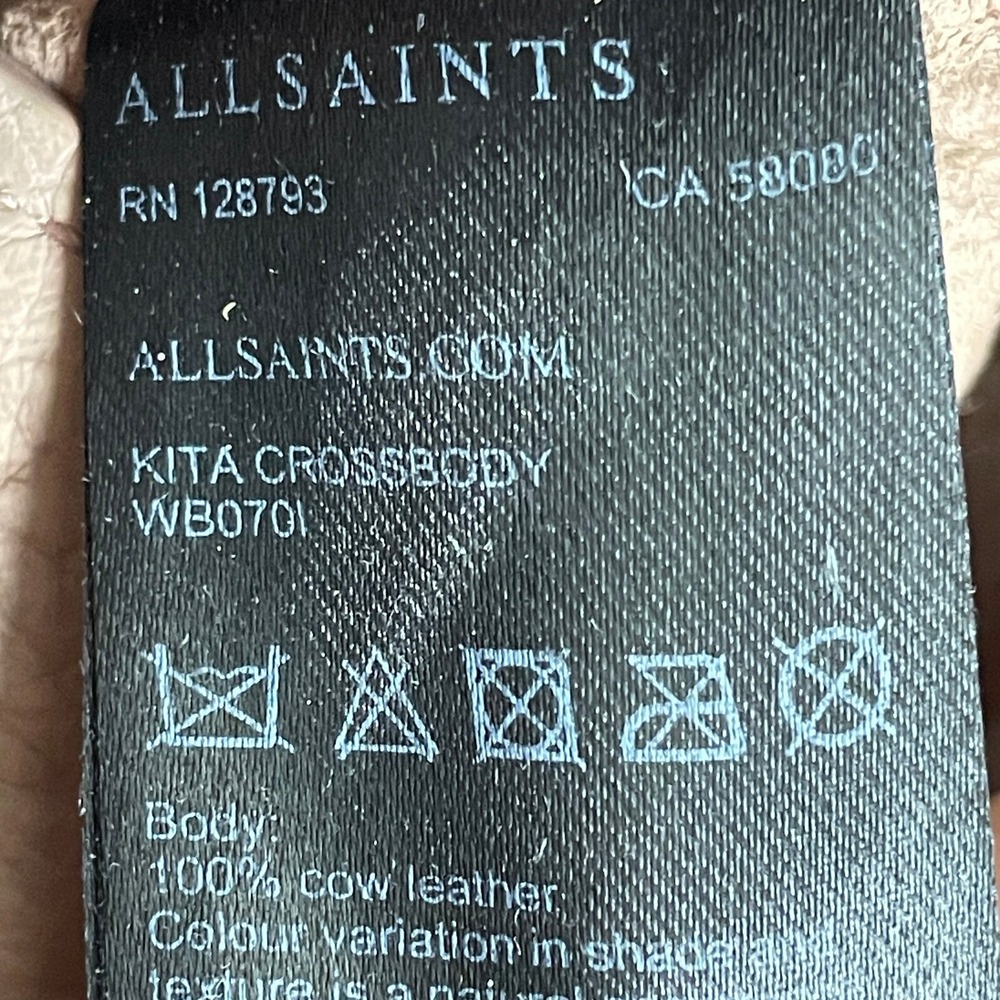 All Saints Leather Kita‎ Crossbody Bag Purse Beige Taupe - Picture 10 of 16